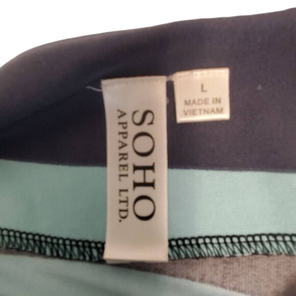 SOHO Apparel Women’s Retro Swirl Print A-Line Dress – Size L – Long Sleeve, Aqua - Picture 3 of 7